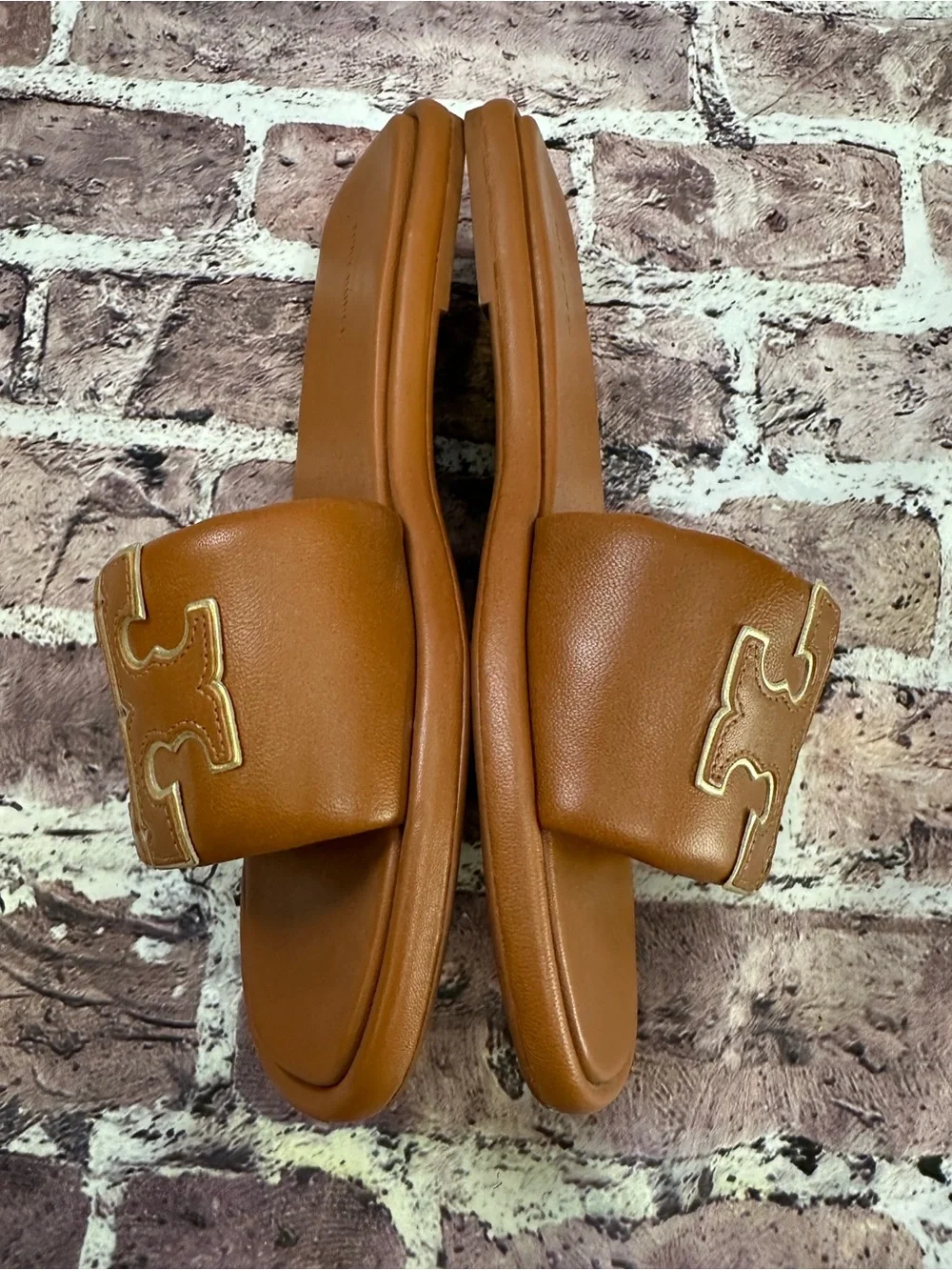 Tory Burch Double T Sport Slides Bourbon Miele / Gold Size 9.5 Clean Girl